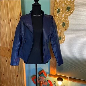 Women's Blue Leather Jacket